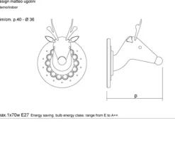 Applique murale, cerf, MARNIN, blanc, Ø36cm - KARMAN
