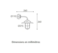 Applique*Moretti Luce Applique murale, Chalet 134, , IP44, Ø21,5cm, H26cm - Cuivre laiton vieilli
