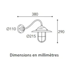 Applique*Moretti Luce Applique murale, Chalet 140, laiton vieilli, IP44, L38cm, H29cm - Cuivre laiton vieilli