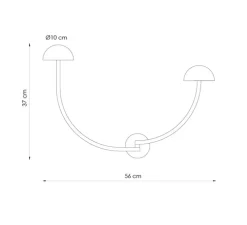 Applique murale, Champignon A, noir, LED, 3000K, 420 lm, L56cm, H37cm - Luxcambra