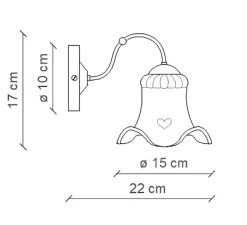 Applique murale, Chieti C172, bronze, L15cm, H17cm - Ferroluce