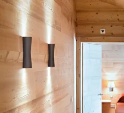 Applique*Flos Applique murale, Clessidra 20°+20°, , IP55,LED, 3000K, 637lm, Ø7,6cm, H24,2cm - brun foncé