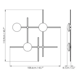 Applique*B.lux Applique murale, Crosshatch C/W L, , LED, dim, 2700K, 1800 lm, L108,6cm, H110,9cm - noir