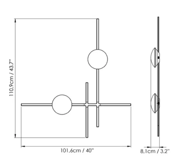 Applique murale, Crosshatch C/W M, noir, LED, dim, 2700K, 1800 lm, L101,6cm, H110,9cm - B.lux