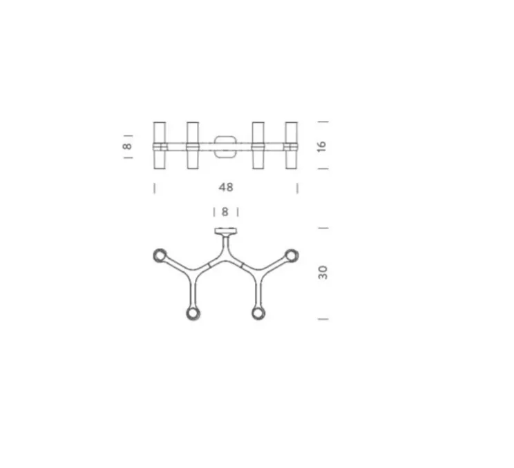 Applique murale, Crown 4, acier poli, L48cm, H16cm - Nemo Lighting