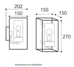Applique*Moretti Luce Applique murale, Cubic 3365, , IP44, L15cm, H27cm - laiton