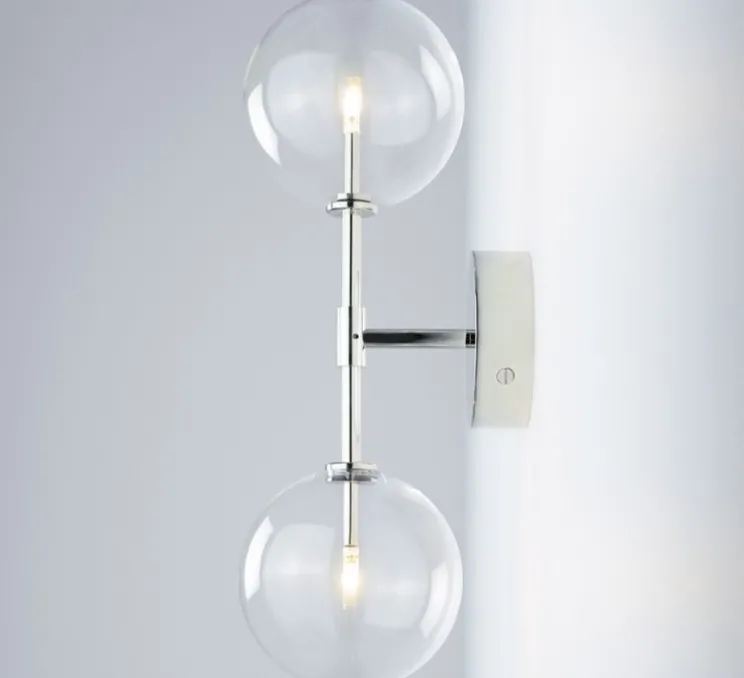 Applique murale, Dawn double, Nickel poli, L15cm, H47,8cm - Schwung