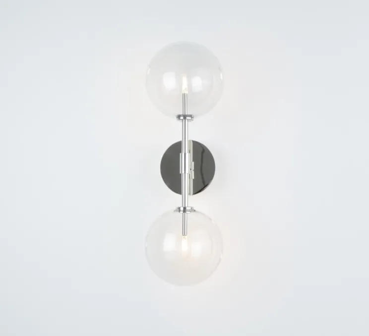 Applique murale, Dawn double, Nickel poli, L15cm, H47,8cm - Schwung