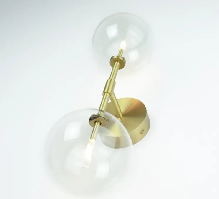 Applique murale, Dawn double, Laiton laqué bruni, L15cm, H47,8cm - Schwung