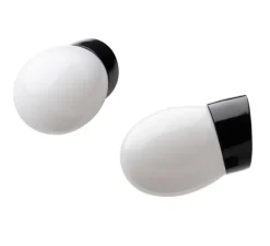 Applique*Zangra Applique murale de salle de bain, Pure Porcelaine Glass 030, , Ø10cm, H5.5cm, IP54 - noir