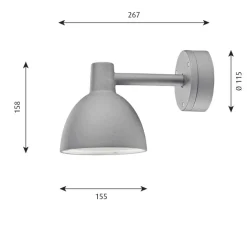 Applique*Louis Poulsen Applique murale d'extérieur, Toldbod 155, , IP44,L26,7cm, H15,8cm - aluminium