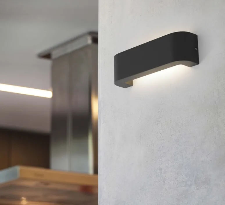 Applique*Faro Applique murale d'extérieur, BRACKET, LED, IP44, L30cm, H9cm - gris foncé,
