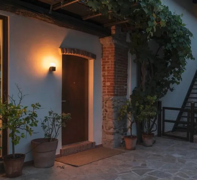 Applique*SLV Applique murale d'extérieur, Grafit E27 Square Sensor, anthracite, IP44, L12cm, H17cm - anthracite et blanc