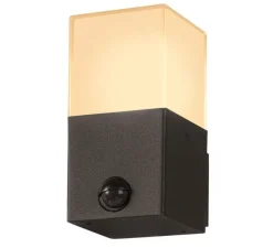 Applique*SLV Applique murale d'extérieur, Grafit E27 Square Sensor, anthracite, IP44, L12cm, H17cm - anthracite et blanc