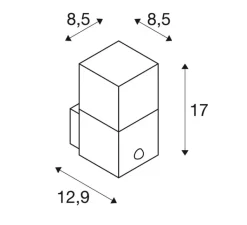 Applique*SLV Applique murale d'extérieur, Grafit E27 Square Sensor, anthracite, IP44, L12cm, H17cm - anthracite et blanc