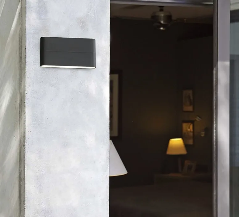 Applique*Faro Applique murale d'extérieur, ADAY-2 LED, IP54, L17,5cm, H9cm - gris foncé,