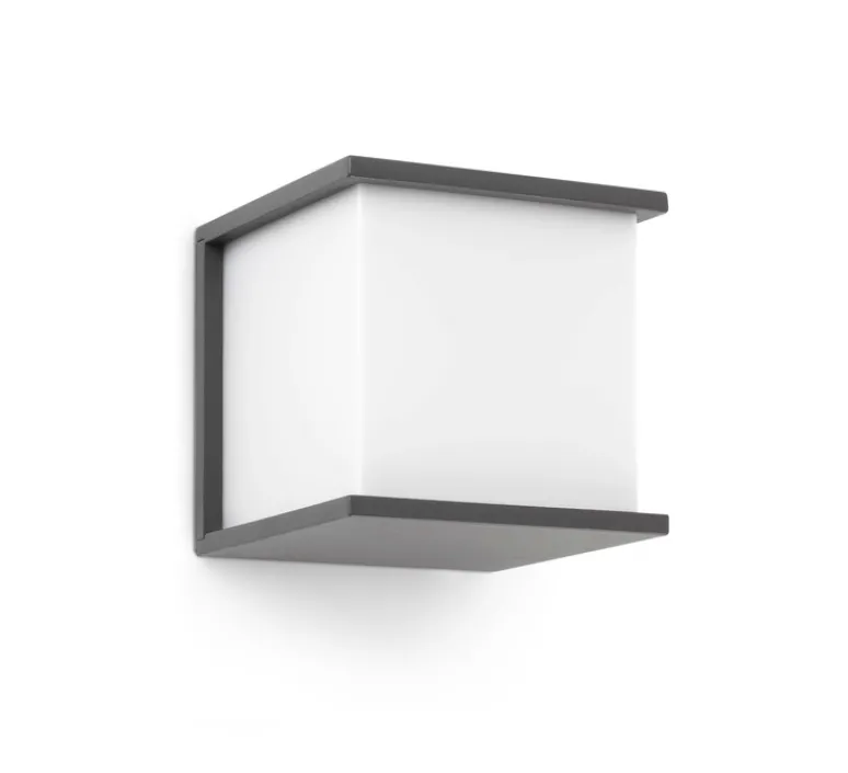 Applique*Faro Applique murale d'extérieur, Kubick, , IP44, L16,5cm, H16,5cm - gris foncé