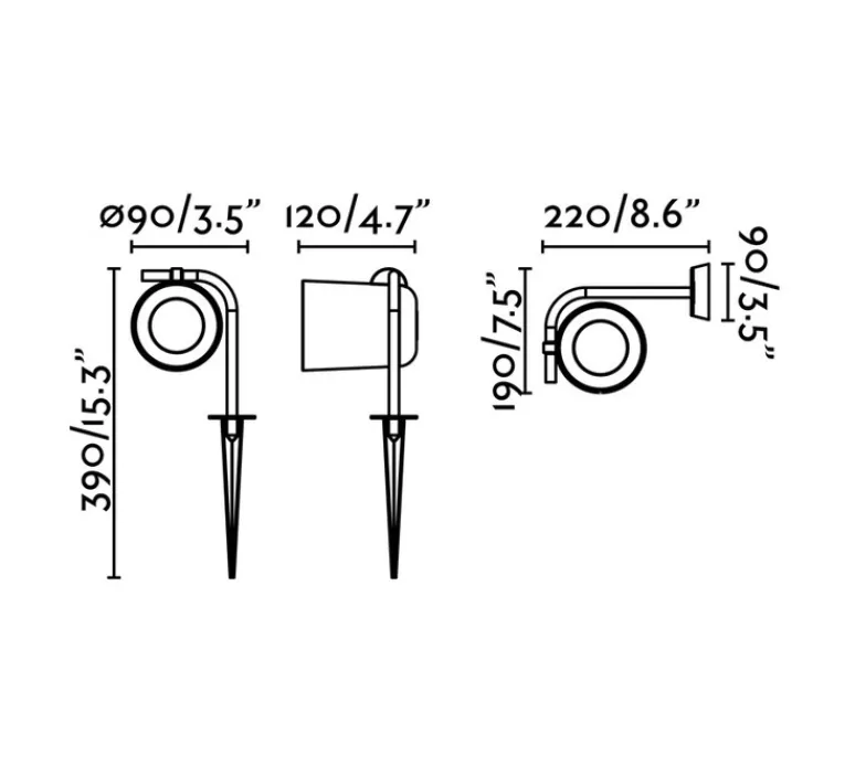 Applique*Faro Applique murale d'extérieur, borne, Flow, , Ø9cm, H60cm, IP65 - noir