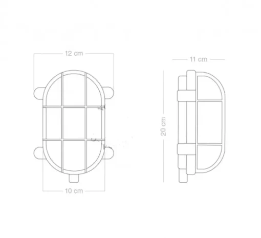 Applique murale dextérieur, Hublot ovale, laiton, IP64, L12cm, H20cm - Zangra