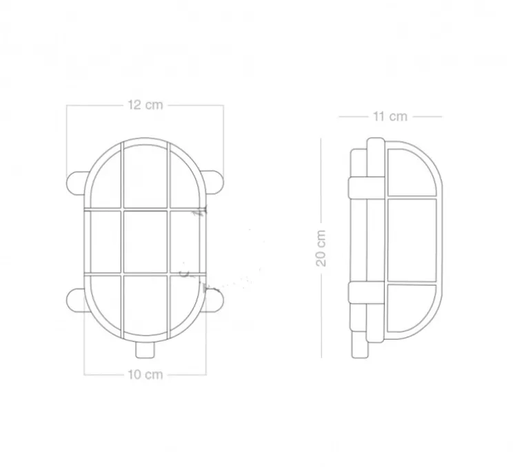 Applique murale dextérieur, Hublot ovale, laiton, IP64, L12cm, H20cm - Zangra