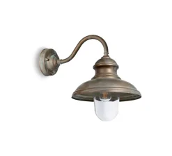 Applique*Moretti Luce Applique murale d'extérieur, Little Mill 3351 , et verre transparent, IP44, L25cm, H36cm - cuivre
