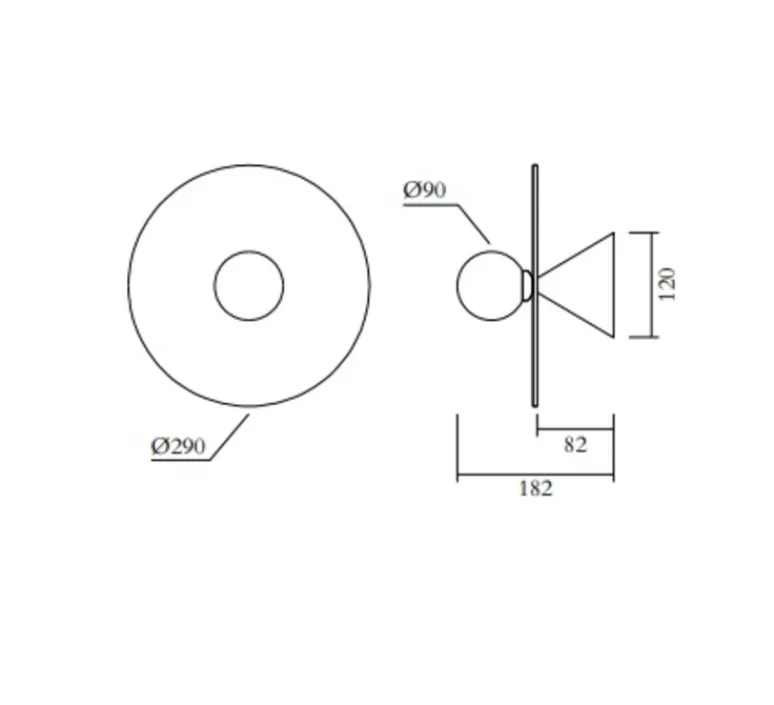 Applique*Atelier Areti Applique murale, Disc and Sphere Glass 514, , Ø29cm, H18,2cm - bordeaux