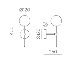 Applique*ACB Applique murale, Dis, , IP44, L12cm, H40cm - or