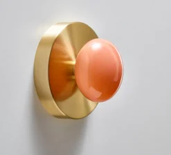 Applique*SkLO Studio Applique murale, Dot 1x, , Ø15cm, H10cm - abricot et laiton brossé