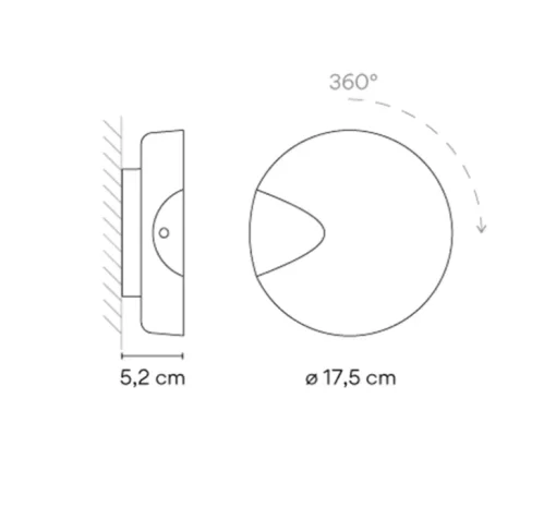 Applique murale, Dots 4660, gris, LED, 2700K, 500lm, Ø17,5cm, H5,2cm - Vibia