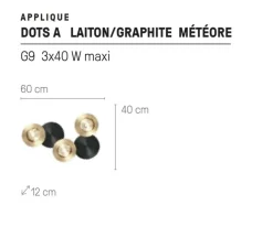 Applique murale, DOTS, triple laiton, graphite meteore, L60cm, H40cm - Manufacture