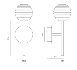 Applique*Aromas del Campo Applique murale, Doul A1310, , IP44, L10cm, P8,5cm- or antique et transparent