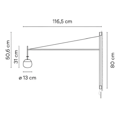 Applique murale déportée et encastrable, Tempo 5759, beige, dim, LED, 2700K, 440 lm, L116,5cm, H80cm - Vibia