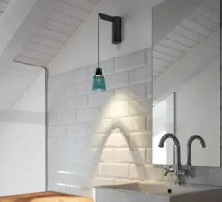 Applique murale, Drip A/01, verre bleu, LED, 2700K, 345 lm, L8,5cm, H37,5cm - Bover