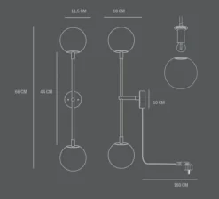 Applique murale, Drop , gris, Ø18cm, H65cm - 101 Copenhagen