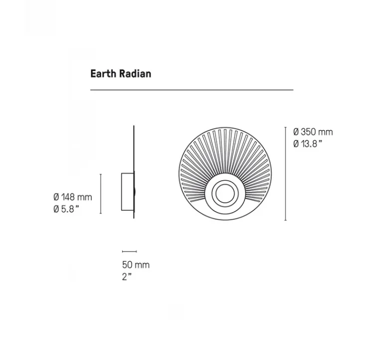 Applique*CVL Applique murale, Earth Radian, , LED, 2700K, 1080 lm, L35cm, H35cm - graphite satiné, laiton satiné