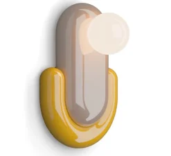 Applique*Ferroluce Applique murale, Eclair, , L25cm, H35cm - gris sable et jaune