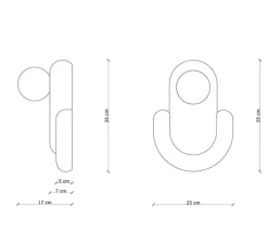 Applique*Ferroluce Applique murale, Eclair, , L25cm, H35cm - orange et bleu azur