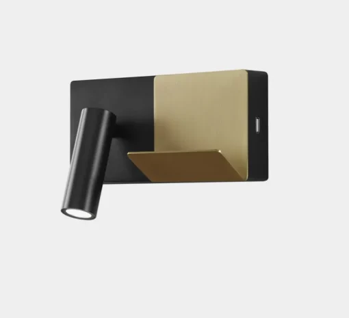 Applique murale, E-lamp mini, noir, or, LED, 2700k, 137 lm, L18cm, P12cm - LEDs C4