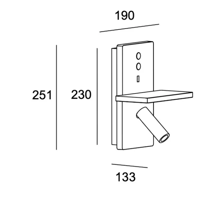 Applique*LEDS C4 Applique murale, E-lamp, , LED, 2700k, 451 lm, L19cm, P25,1cm - noir, or