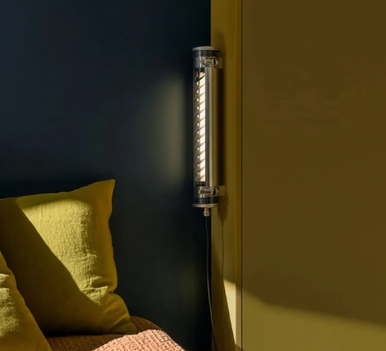 Applique*Sammode Applique murale, Elgar Push, , IP67, LED, dim, 2700K, 275 lm, L45cm, Ø7cm - acier et argent