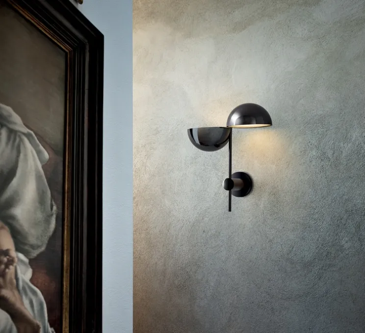 Applique murale, Elisabeth, chrome noir, LED, dim, coupure de phase, 3000k, 2 x 450 lm, L16cm, H35cm - Penta