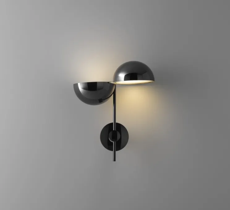 Applique murale, Elisabeth, chrome noir, LED, dim, coupure de phase, 3000k, 2 x 450 lm, L16cm, H35cm - Penta
