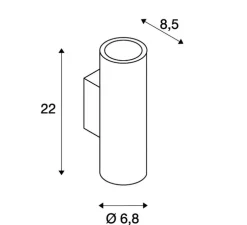 Applique murale, Enola B, noir, Ø6,8cm, H22cm - Slv