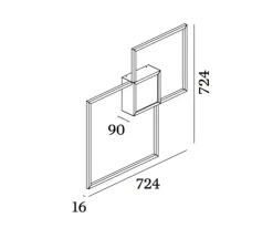 Applique|Plafonnier & Spot*Wever&Ducré Applique murale et plafonnier, Venn 2.0, , carré blanc,led, 2700K, L72,4cm, P72,4cm - noir