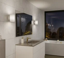 Applique murale, Evoke L, blanc, IP44, Ø12cm, H18cm - Herstal