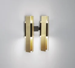 Applique murale, Excalibur, 559.42, laiton brossé, noir texturé, IP40, L32cm, H45cm - Tooy