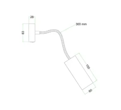 Applique*Creative Cables Applique murale, Fermaluce Flex, Tub-E14, , L8,3cm, H8,3cm - blanc mat