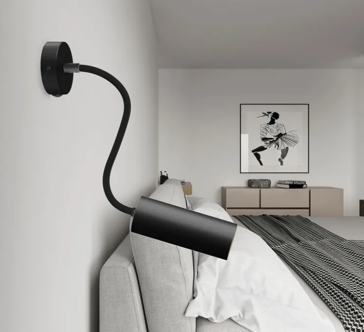 Applique murale, Fermaluce Flex, Tub-E14, noir mat, L8,3cm, H8,3cm - Creative Cables