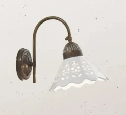 Applique*Il Fanale Applique murale, Fior Di Pizzo 19, , L18cm, H26cm - laiton vieilli, porcelaine blanche