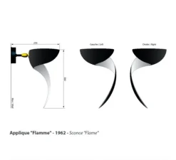 Applique*Serge Mouille Applique murale, Flamme Gauche, , H30cm - noir